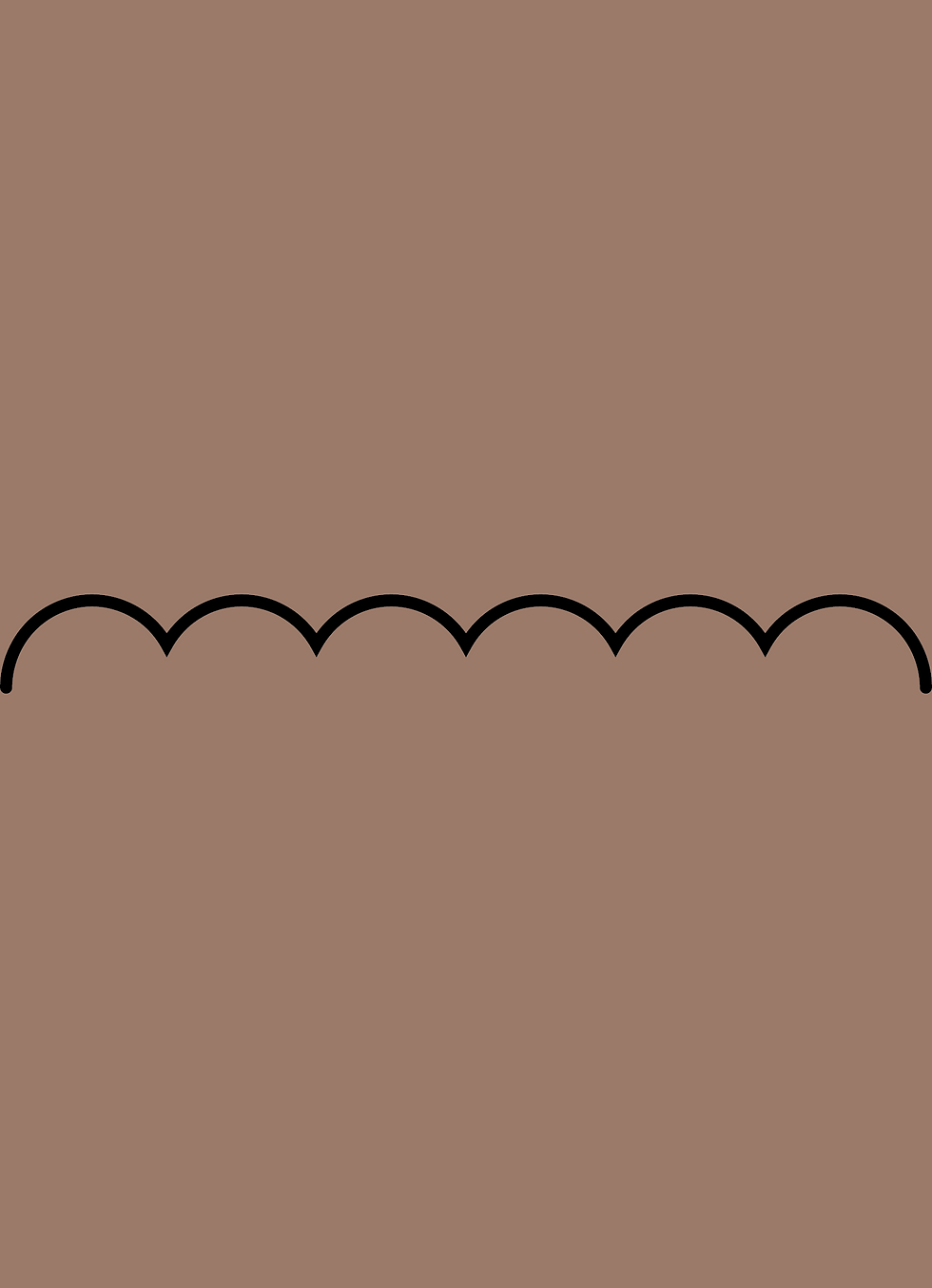 Digital mockup of an invitation scallop style pocket in a medium brown color.
