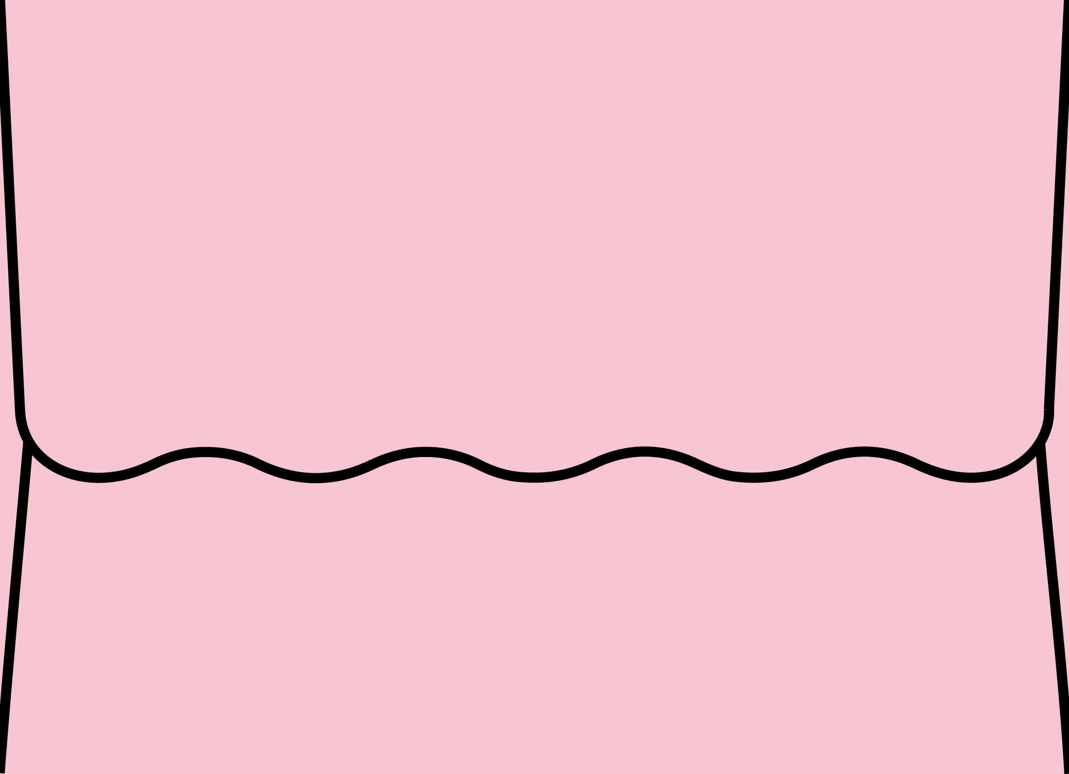 Digital mockup of a wave flap style wedding envelope in a pink color