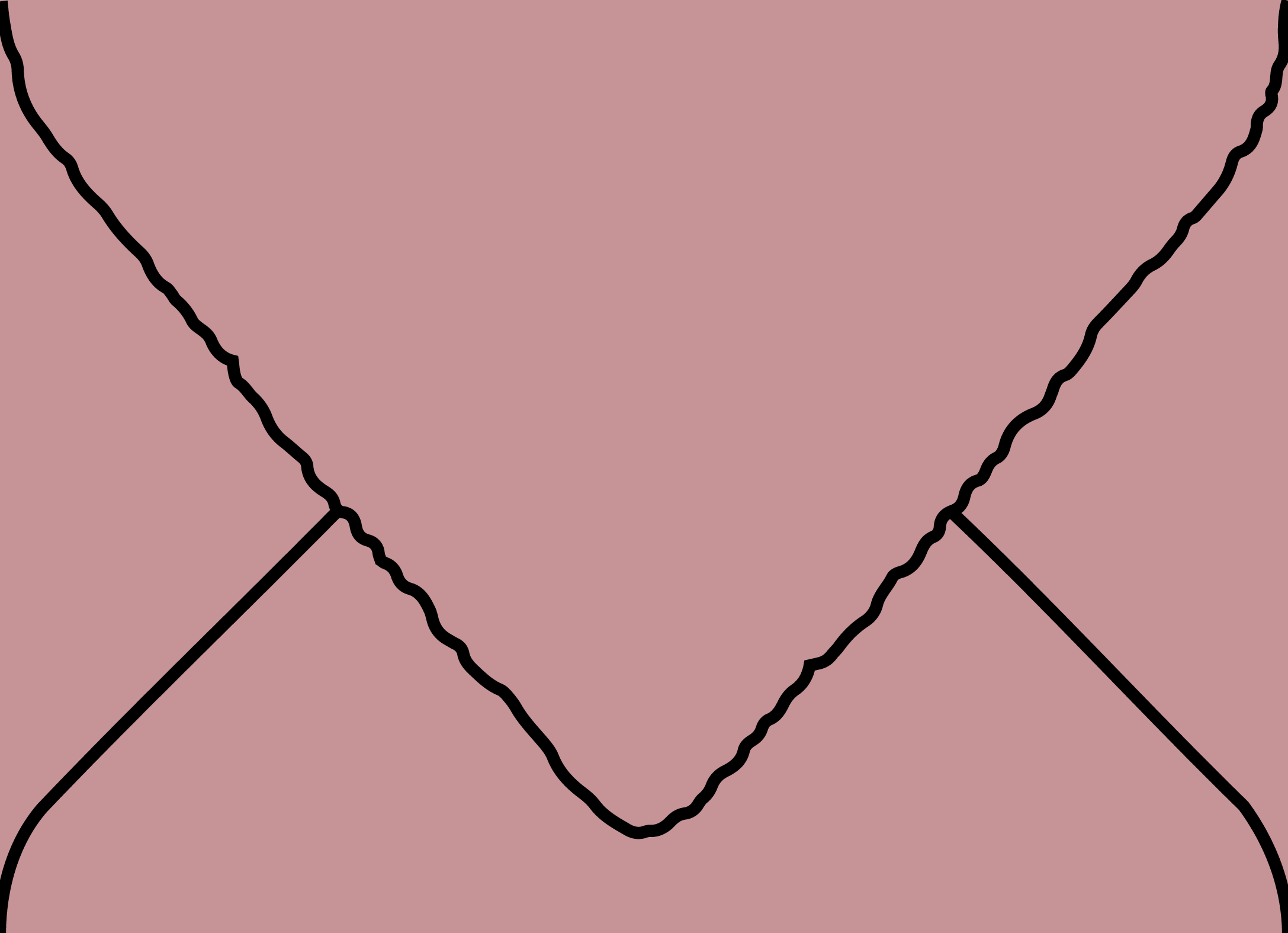 Digital mockup of a hand torn v flap style wedding envelope in a dusty rose color