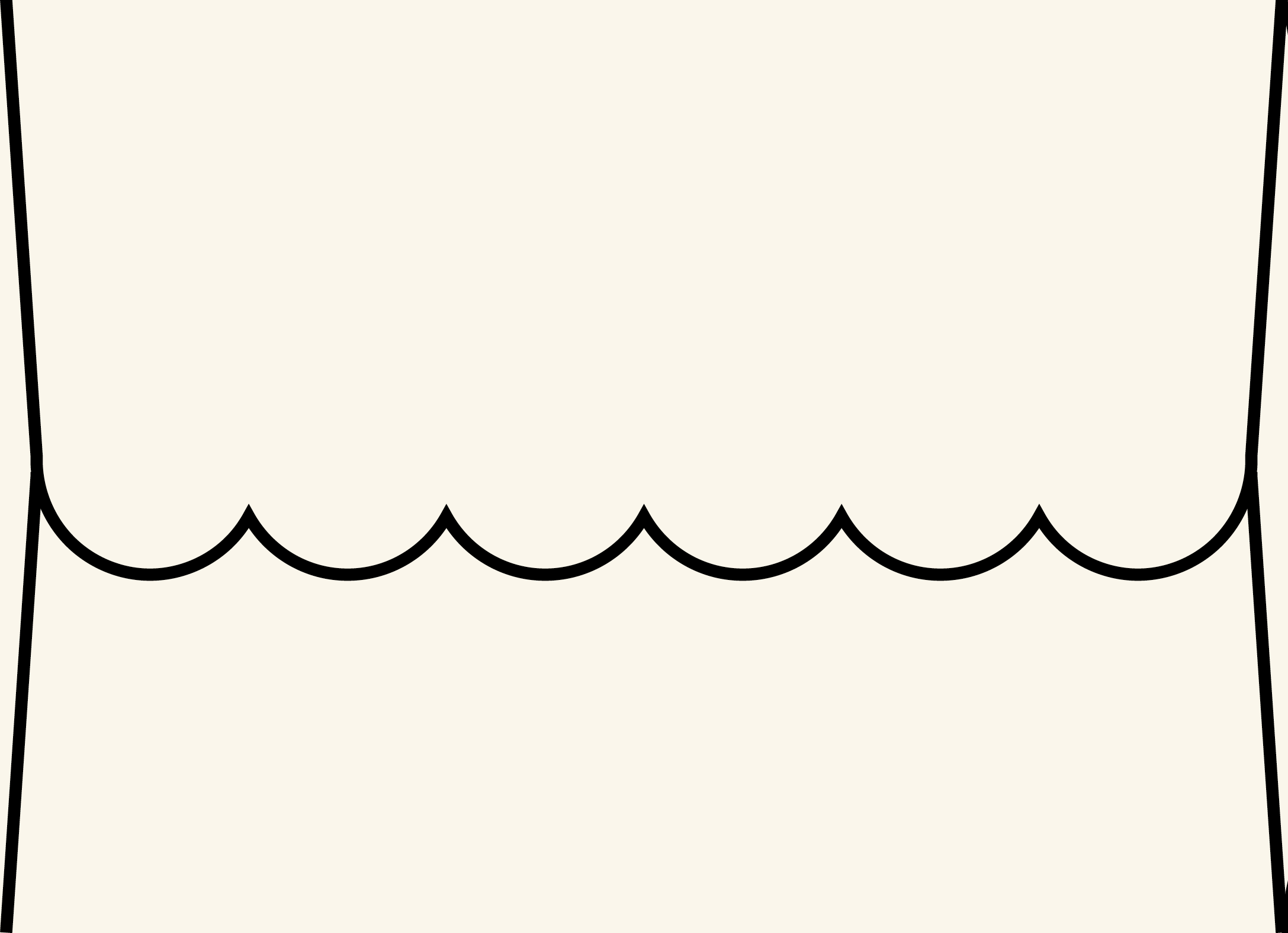 Digital mockup of a scallop style wedding envelope in a cream color