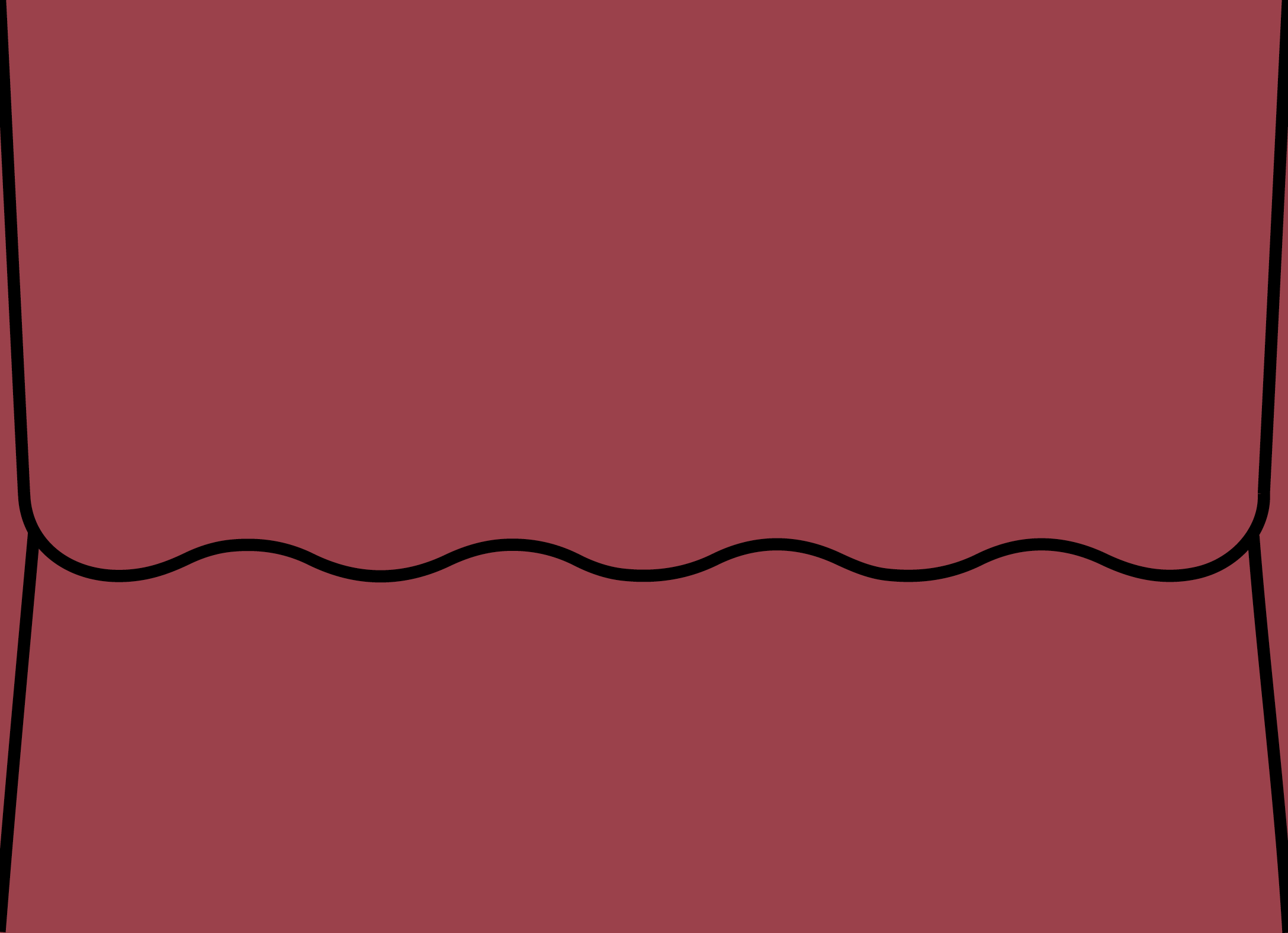 Digital mockup of a wave style envelope in a deep red color
