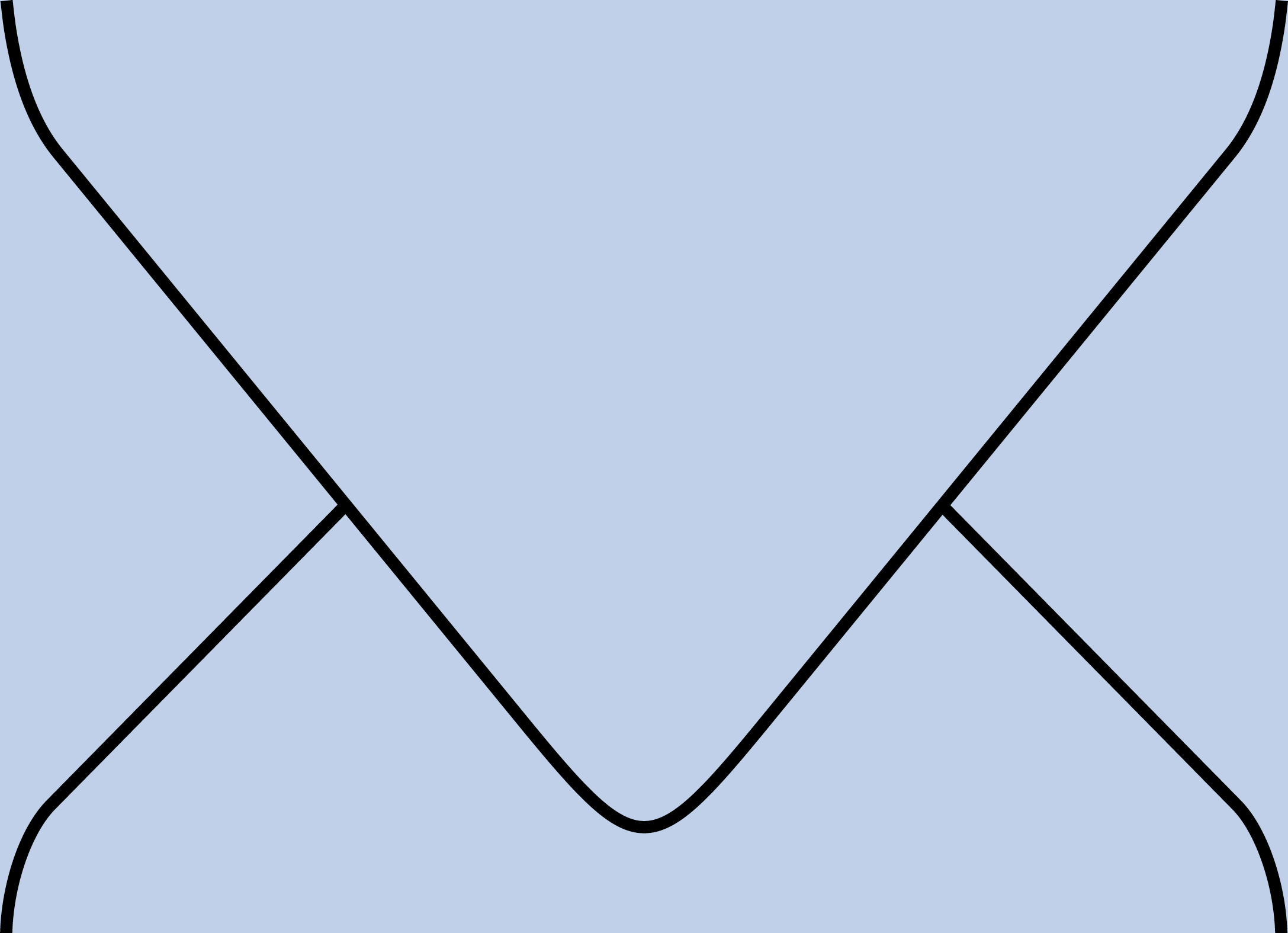 Digital mockup of a standard style envelope in a light blue color