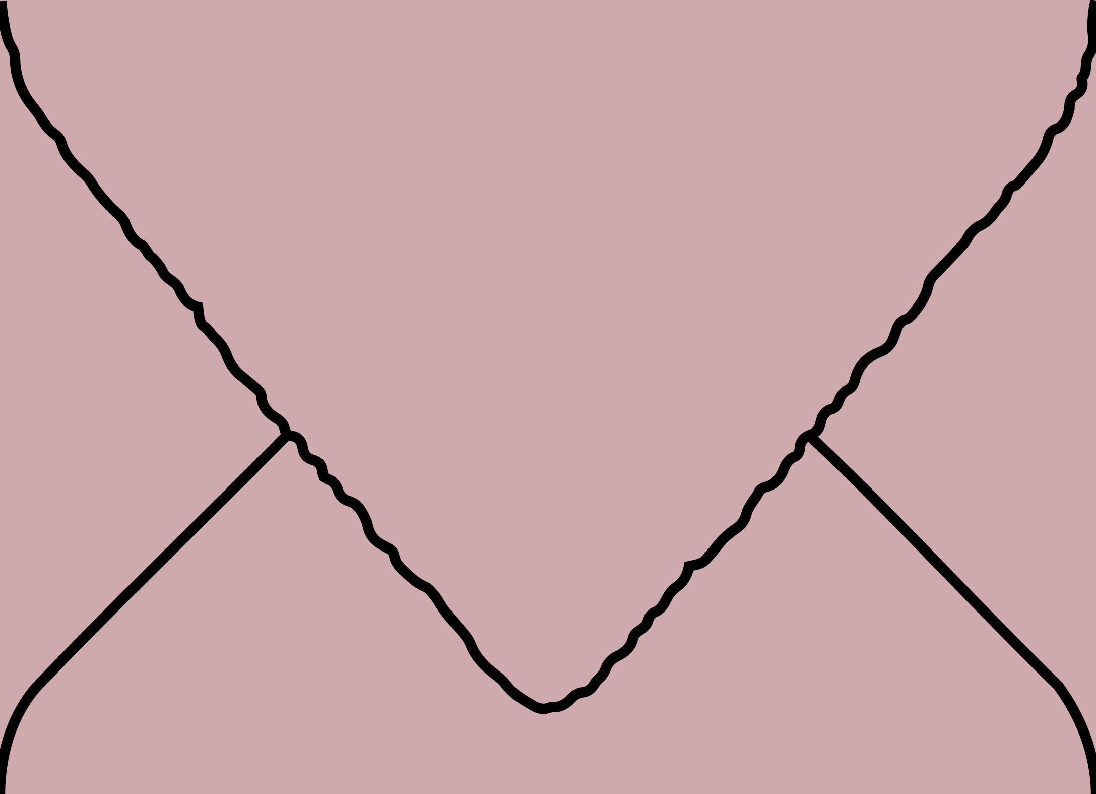 Digital mockup of a hand torn v flap style wedding envelope in a vintage rose color