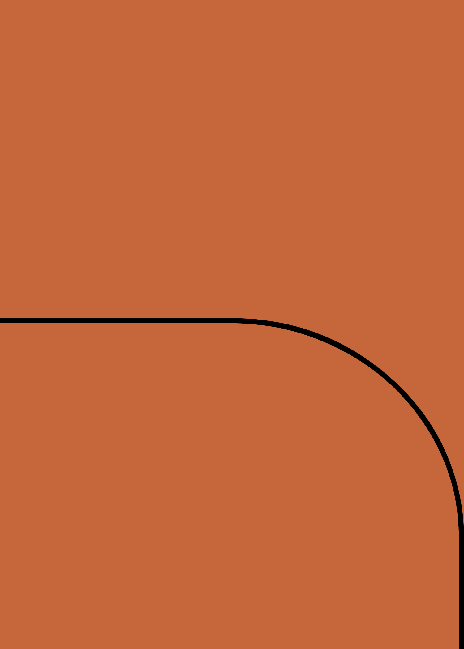 Digital mockup of an invitation curved arch style pocket in a rust orange color.