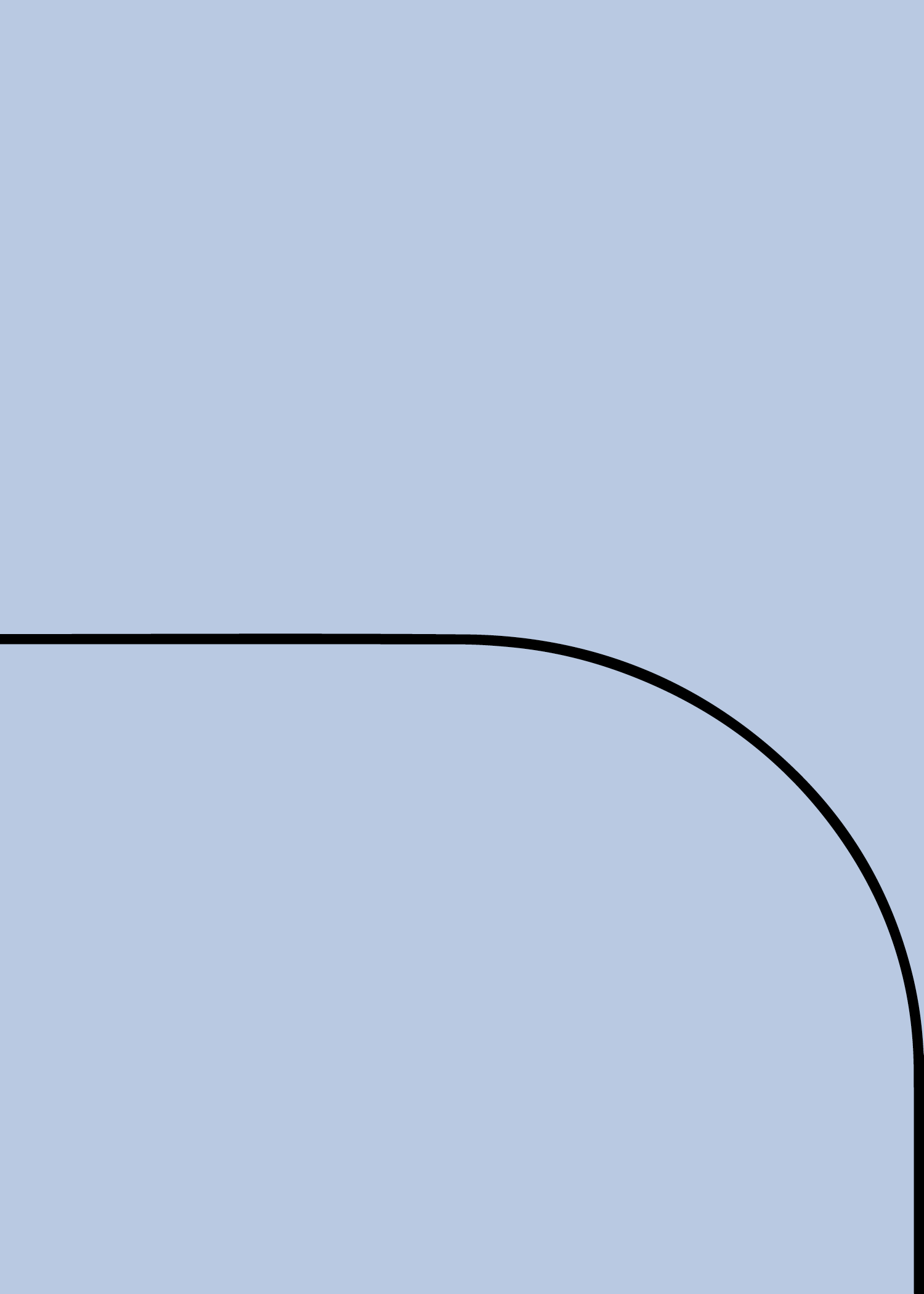 Digital mockup of an invitation curved arch style pocket in a medium blue color.