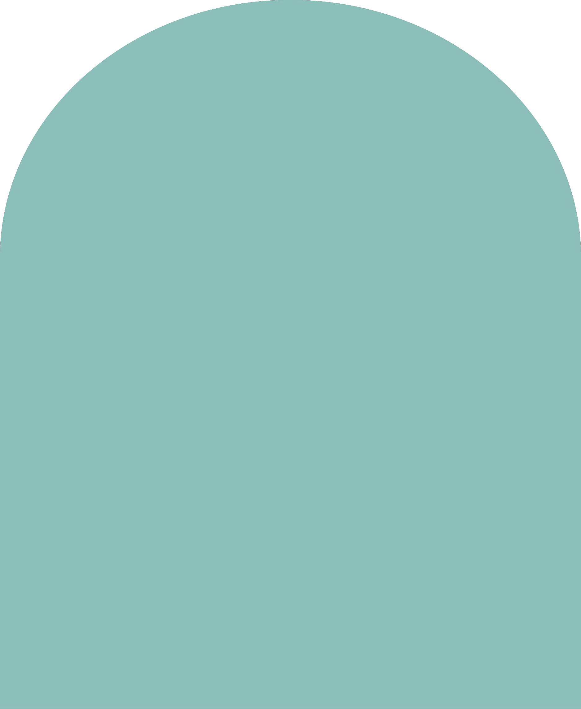 Digital mockup of an arch style envelope liner in a metallic blue green color.