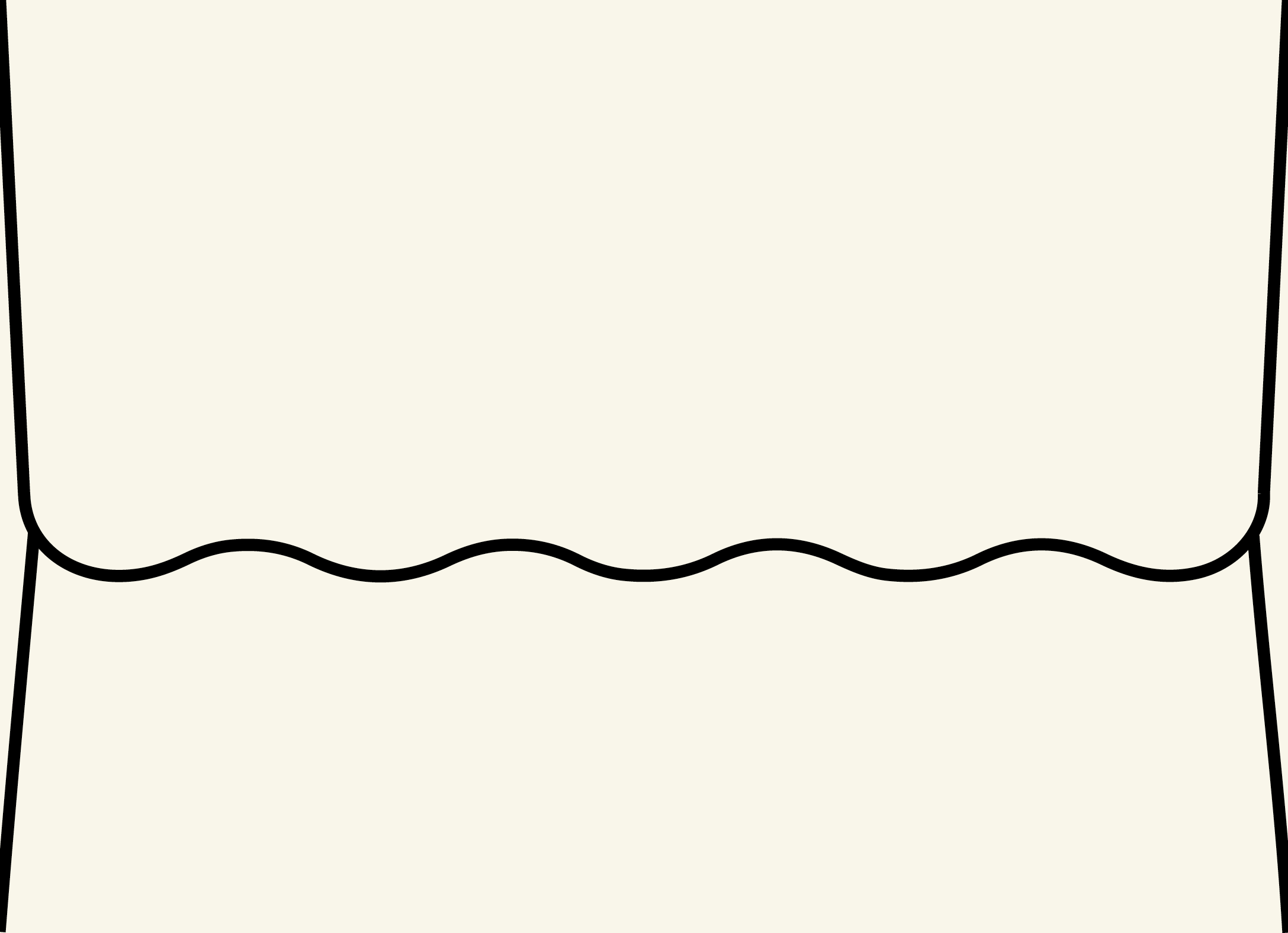 Digital mockup of a wave style envelope in a cream color