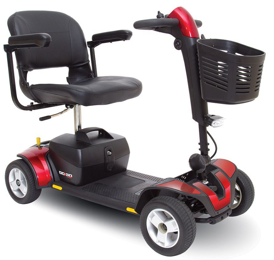 Pride Go-Go Sport 4-Wheel Mobility Scooter side view in red