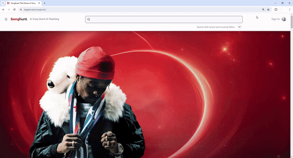 Songhunt free-text search with metadata.gif
