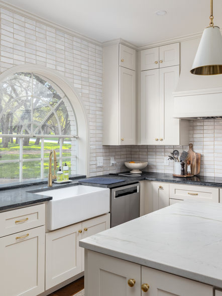 Kitchen, Flooring, Doors and Windows Building Supplies interior designed to a transitional style.