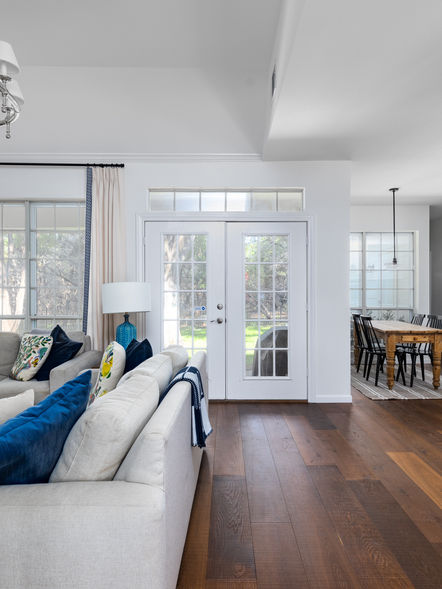 Kitchen, Flooring, Doors and Windows Building Supplies interior designed to a transitional style.