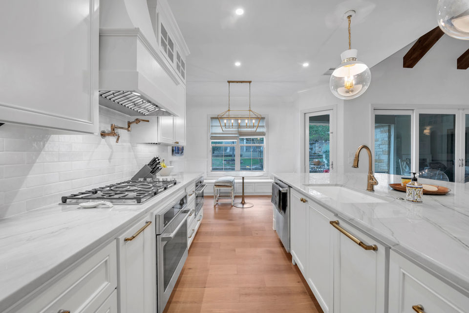 Kitchen Building Supplies interior designed to a transitional style.