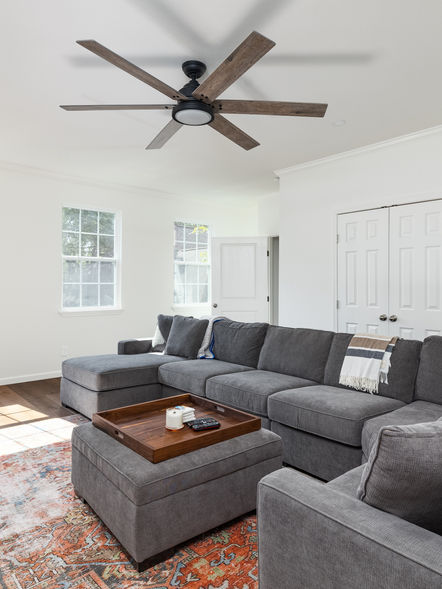 Kitchen, Flooring, Doors and Windows Building Supplies interior designed to a transitional style.