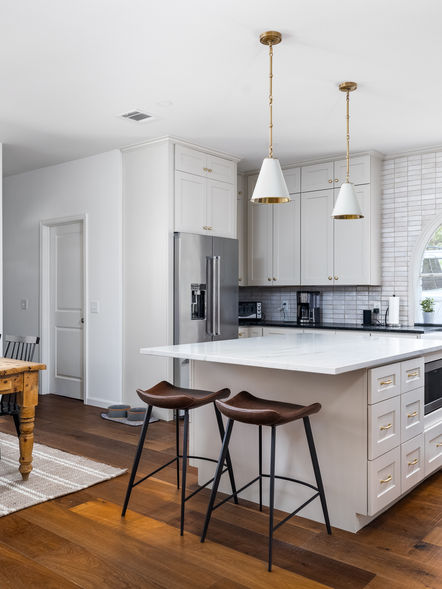 Kitchen, Flooring, Doors and Windows Building Supplies interior designed to a transitional style.