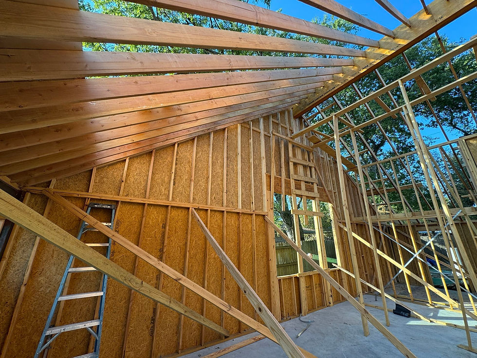 Framing in progress on our latest new construction project — precision craftsmanship and structural integrity are at the heart of every build at AGC Home Remodeling.