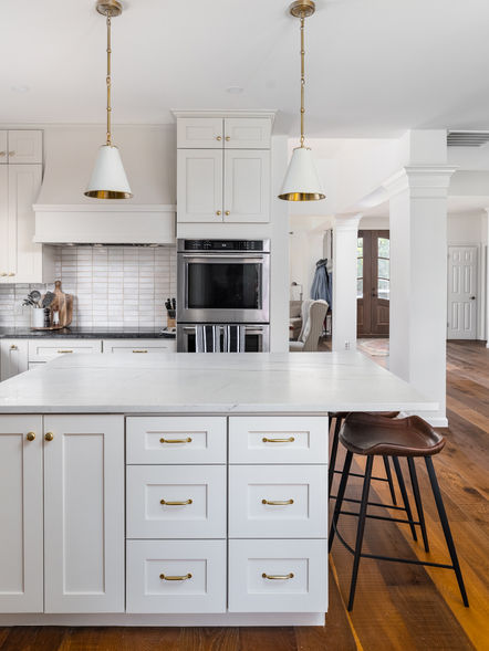 Kitchen, Flooring, Doors and Windows Building Supplies interior designed to a transitional style.