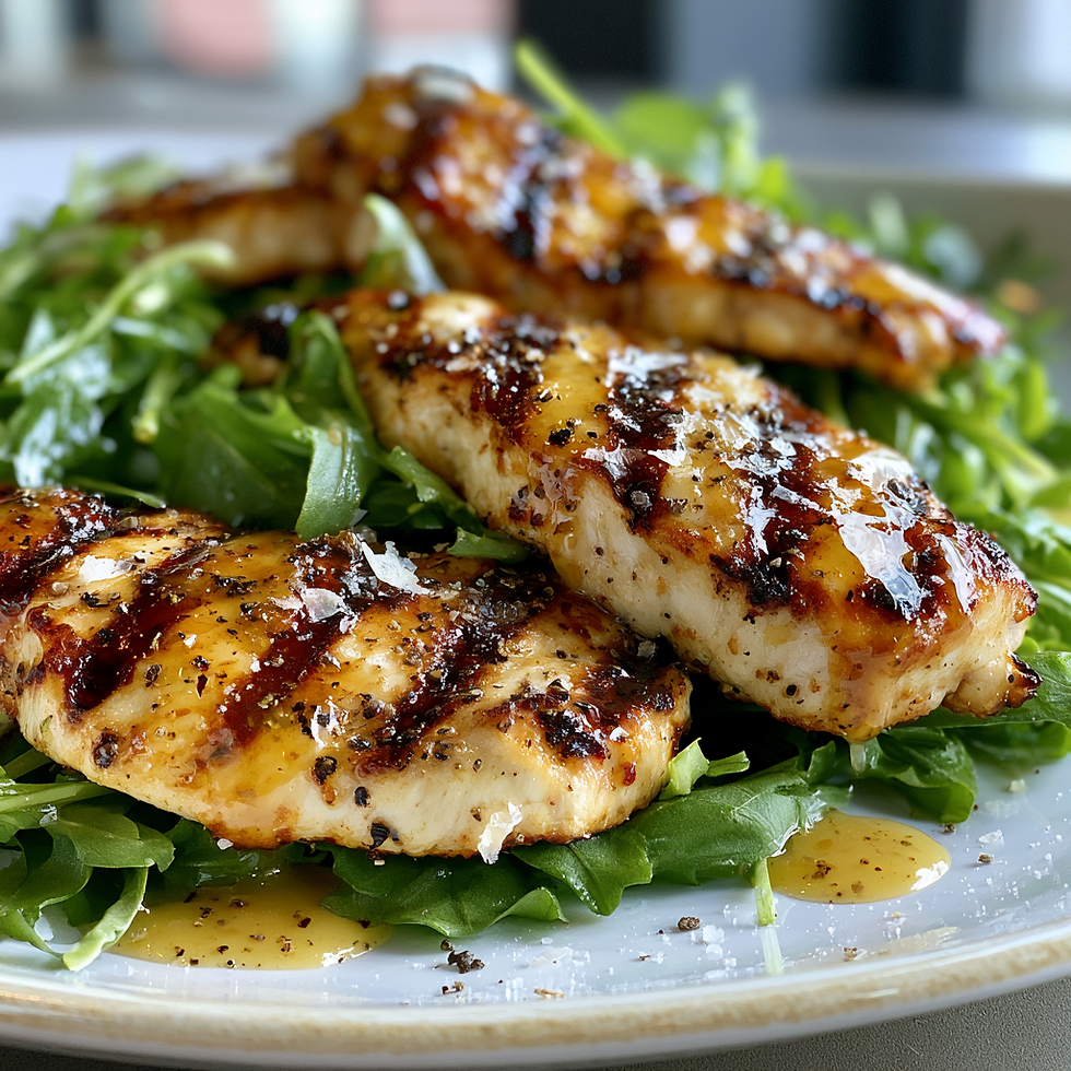 *Clean-Cut: Honey Dijon Grilled Chicken over Arugula