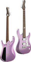 Purple electric guitars, front and back
