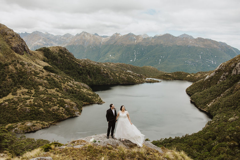 Helicopter elopement at Norwest Lakes in Fiordland