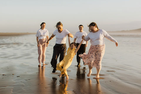 family walking together at Oreti Beach