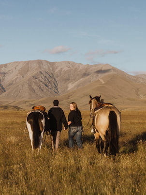 Ranfurly // Sunset Engagement Session with Horses & Dogs