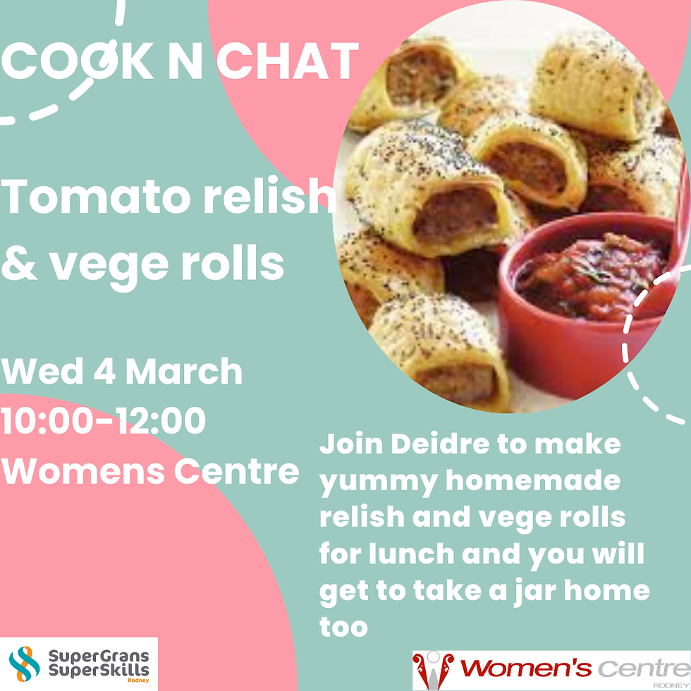 Cook n chat - Tomato relish and vege rolls