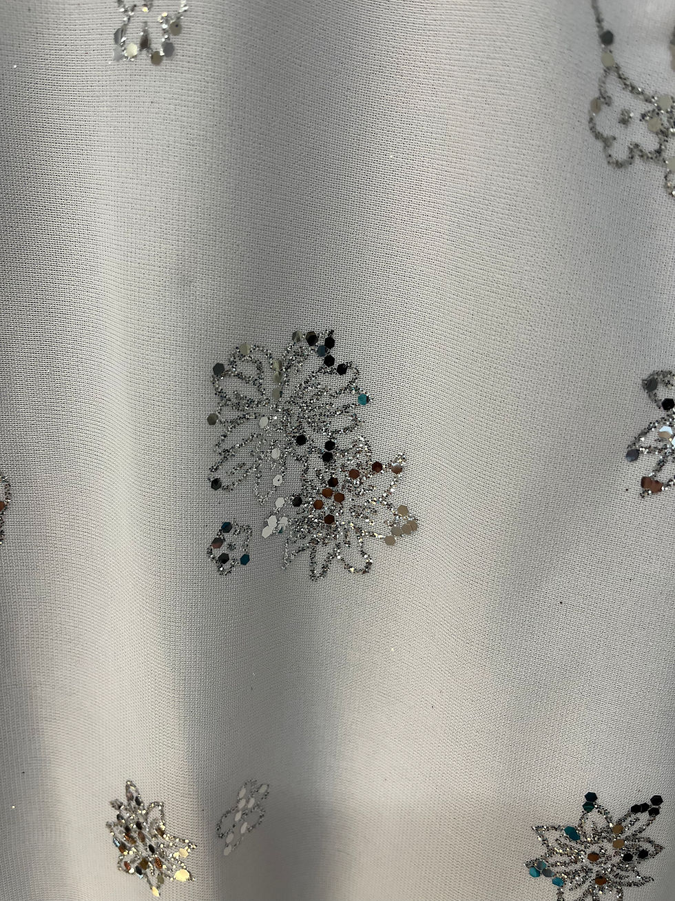 Thumbnail: T3031 White with Silver Glitter Flower Design  Poncho Top