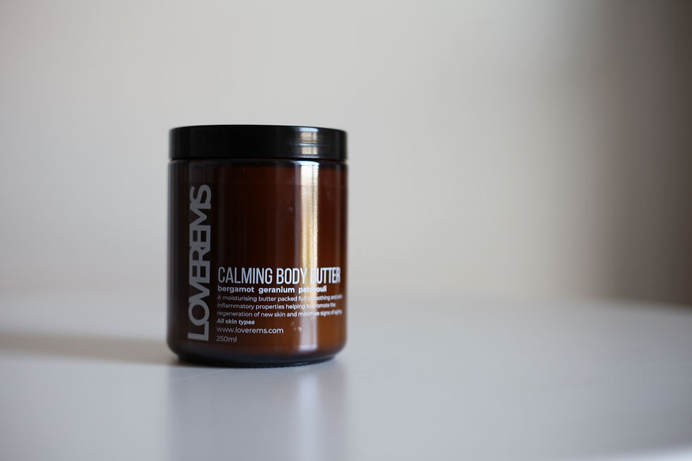 a superior body butter offering lasting moisture for the entire body. a mixture of shea butter, cocoa butter, coconut oil and grapeseed oil as the base ingredients. the butter is fragranced with essential oils- geranium, bergamot, thyme, patchouli, clary sage and more. you'll feel amazing and smell delicious