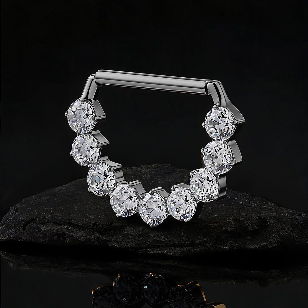Thumbnail: Right Grand ASTM F136 Titanium Glistening CZ Nipple Clicker 14G Hypoallergenic N