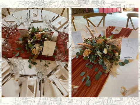 Centre de table pour mariage, Fleuriste pour votre mariage au carré de lailly près de Villeneuve l'archevêque dans l'Yonne