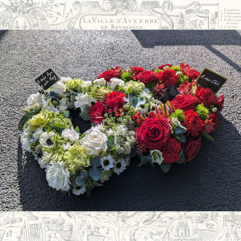 Coeur double de deuil, livraison fleurs pour deuil perrigny