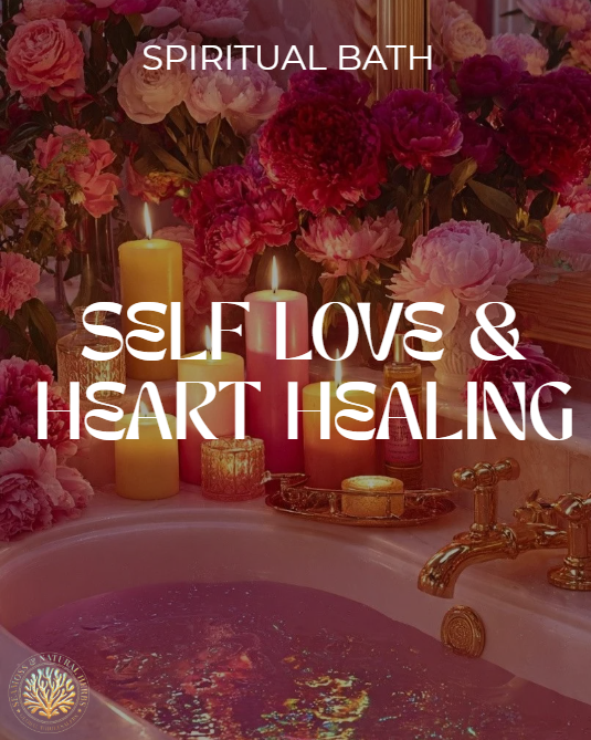 Self love and heart healing herbal immersion with herbs, ritual candles, and grounding stone