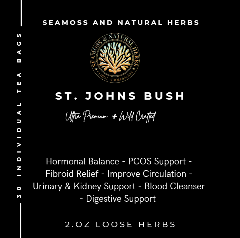 St. John’s Bush herbal tea bags by Seamoss & Natural Herbs for relaxation, hormonal balance, and daily wellness