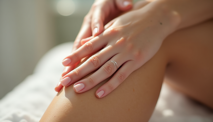 Close-up view of smooth skin after waxing treatment