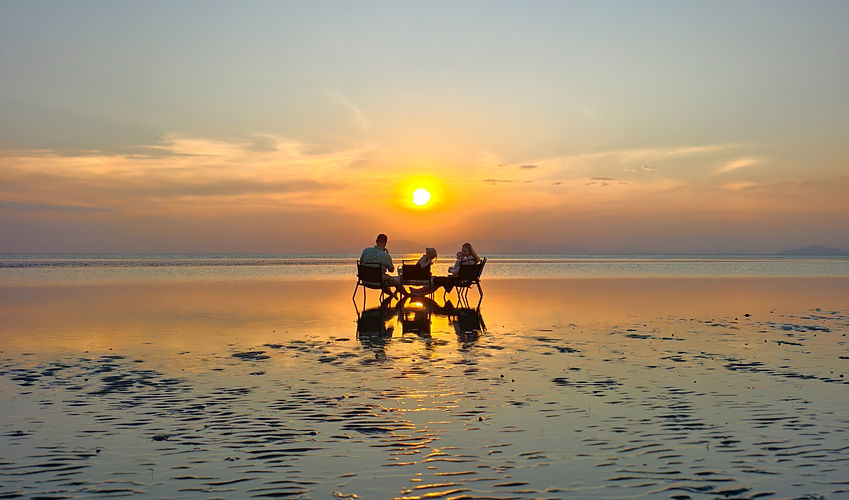 Mirror Sea on tidal flat at villa pateh trang