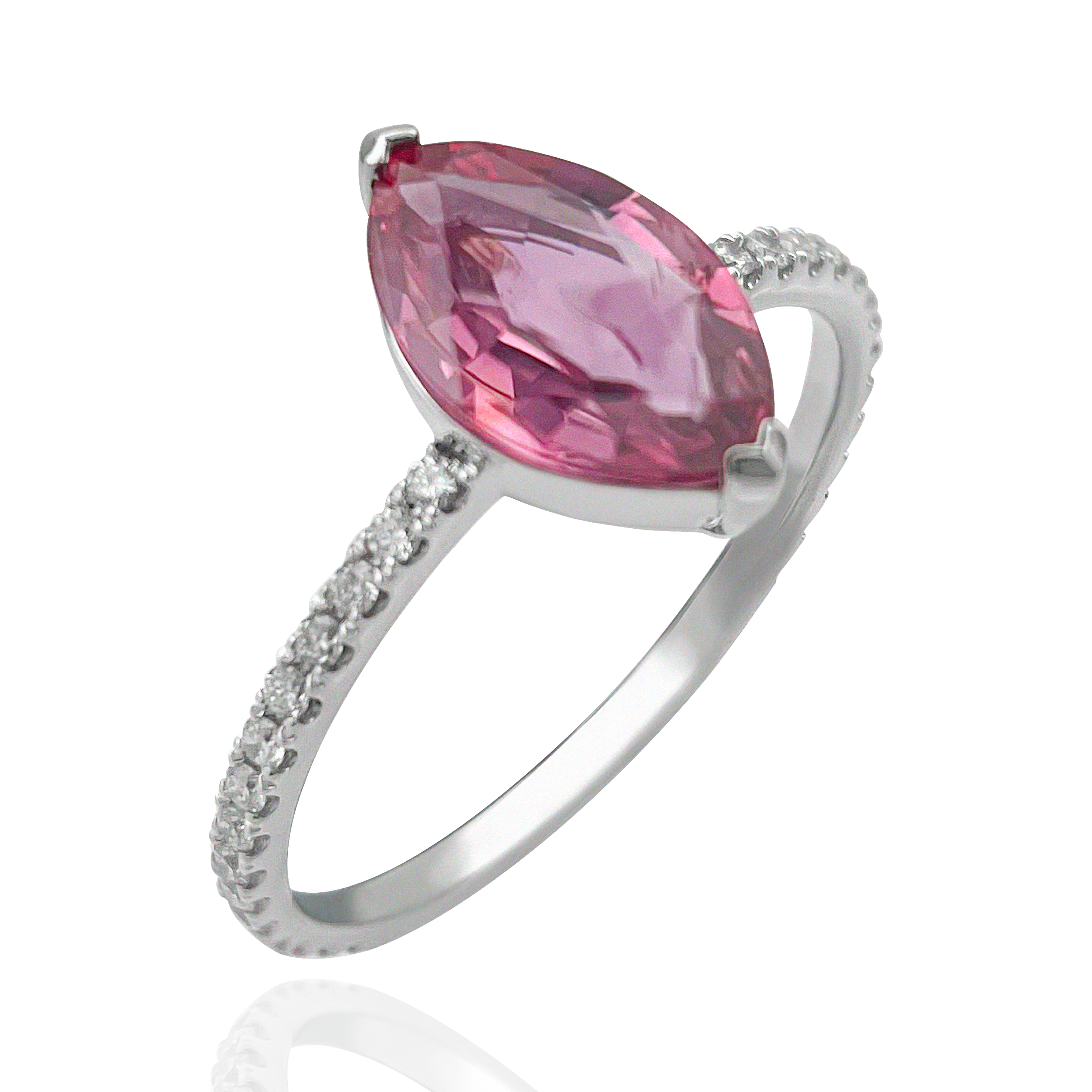 1.57ct East Africa No Heat Pink Sapphire & Diamonds Ring
