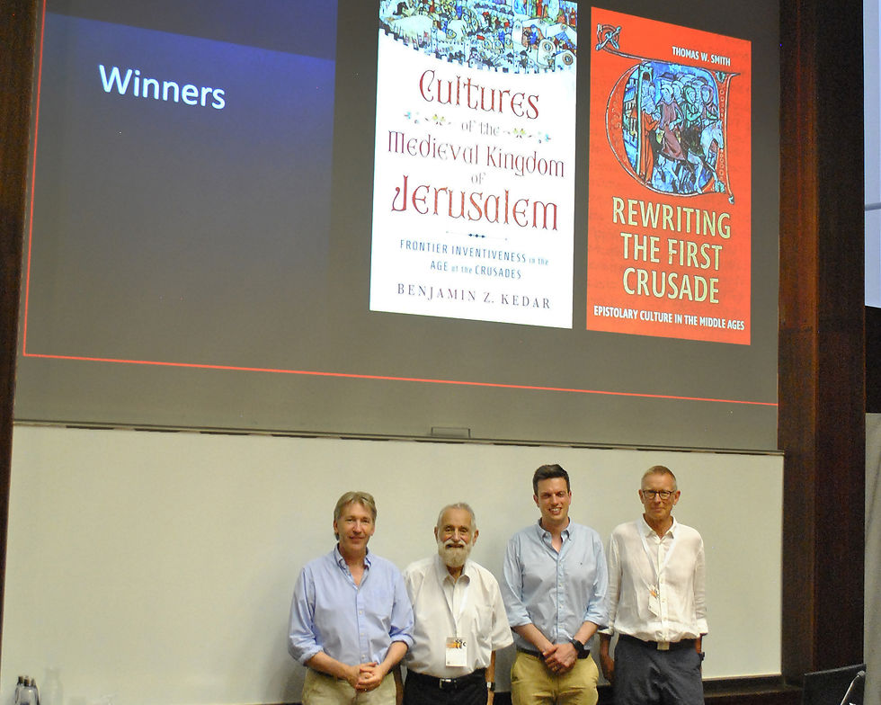 The prize winners, Tom Smith and Benjamin Kedar, with Christoph Maier and Jonathan Phillips