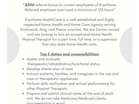 We Are Hiring - Physical Therapists!