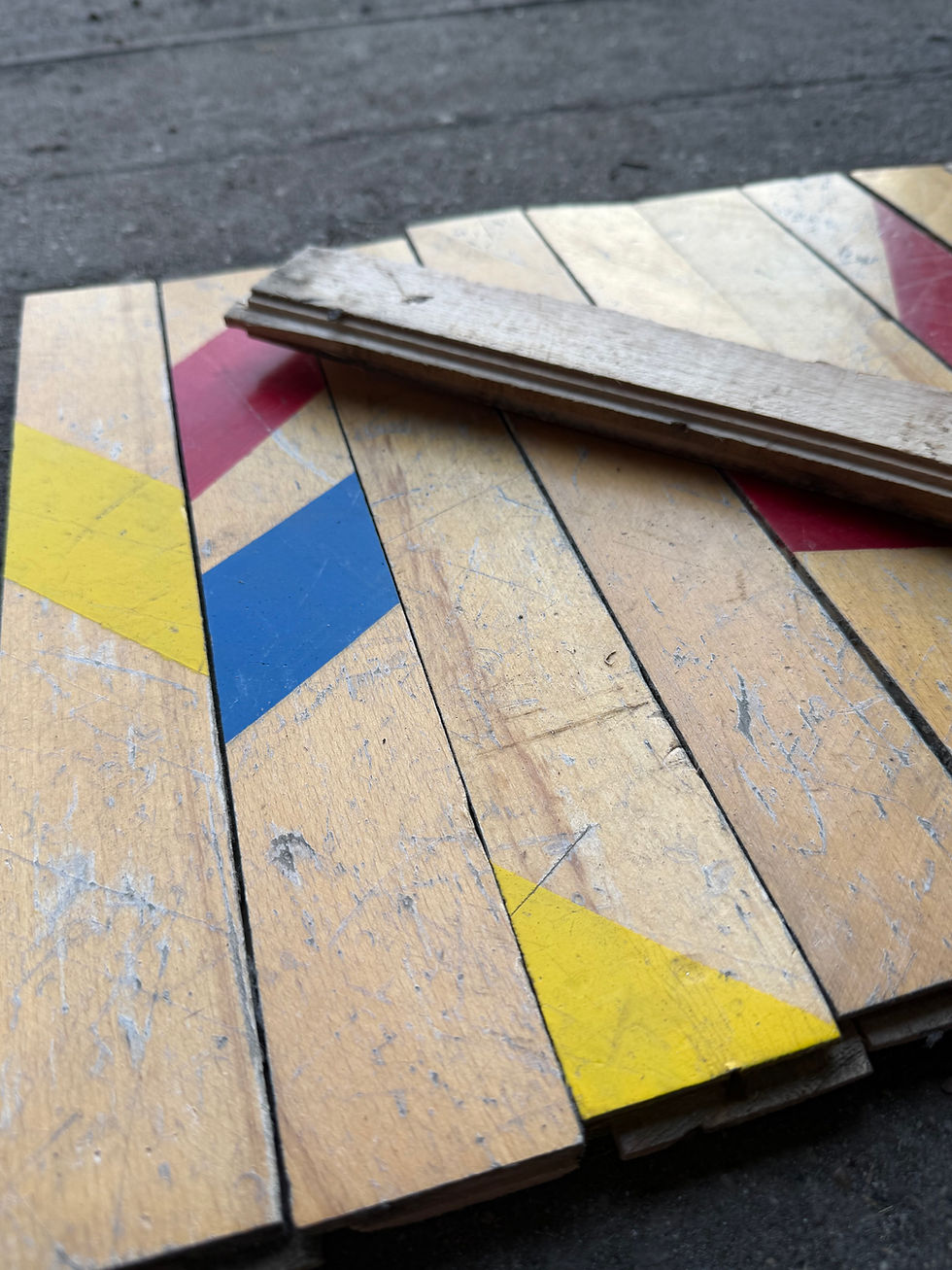 Thumbnail: 🎨CGB355G — Reclaimed Colorful Beech GYM Parquet Flooring (35×5 cm) @wood_job_uk
