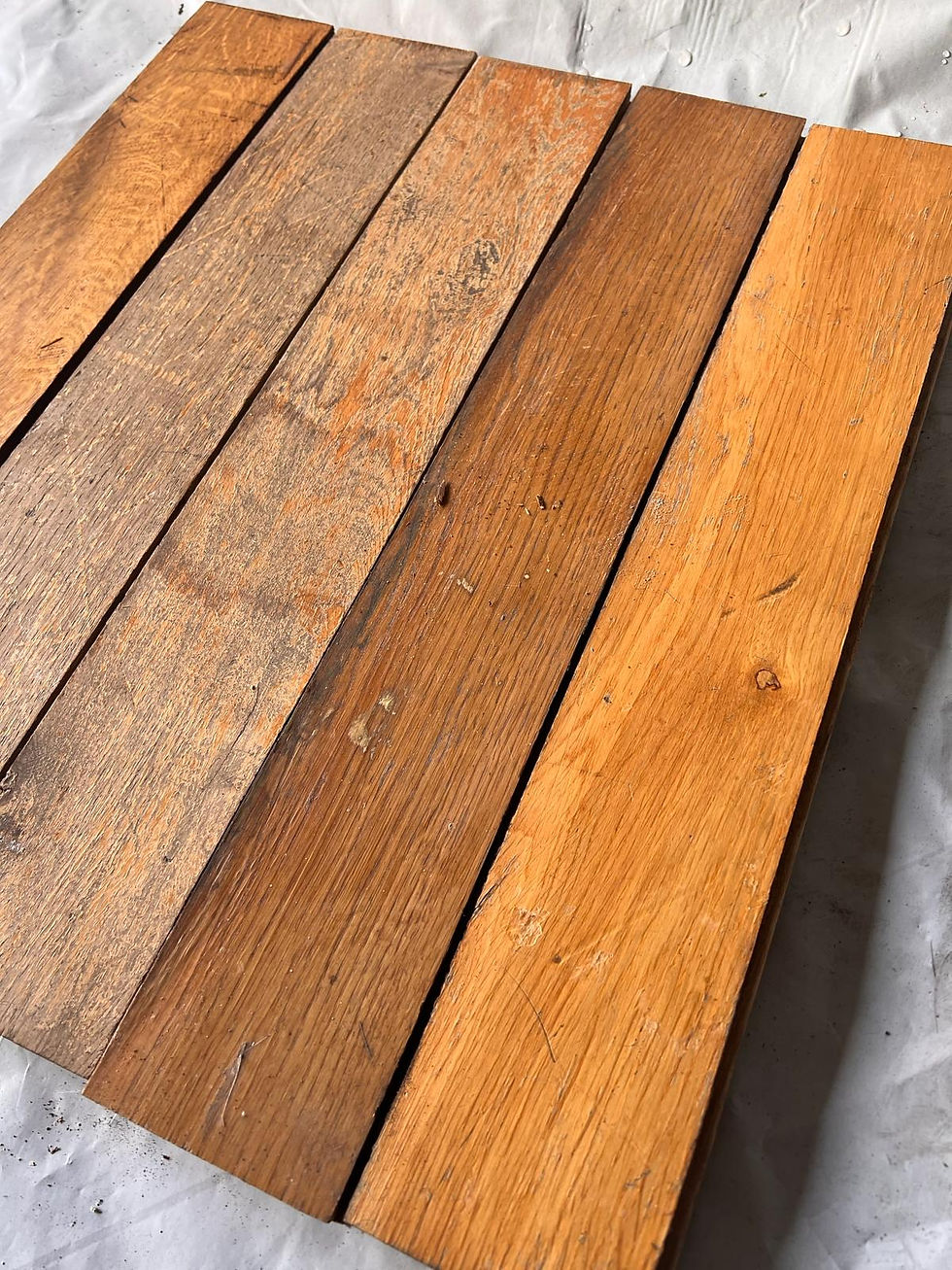 Thumbnail: 🌿 O498 — Reclaimed Oak Parquet Flooring (49 × 8 cm) @wood_job_uk