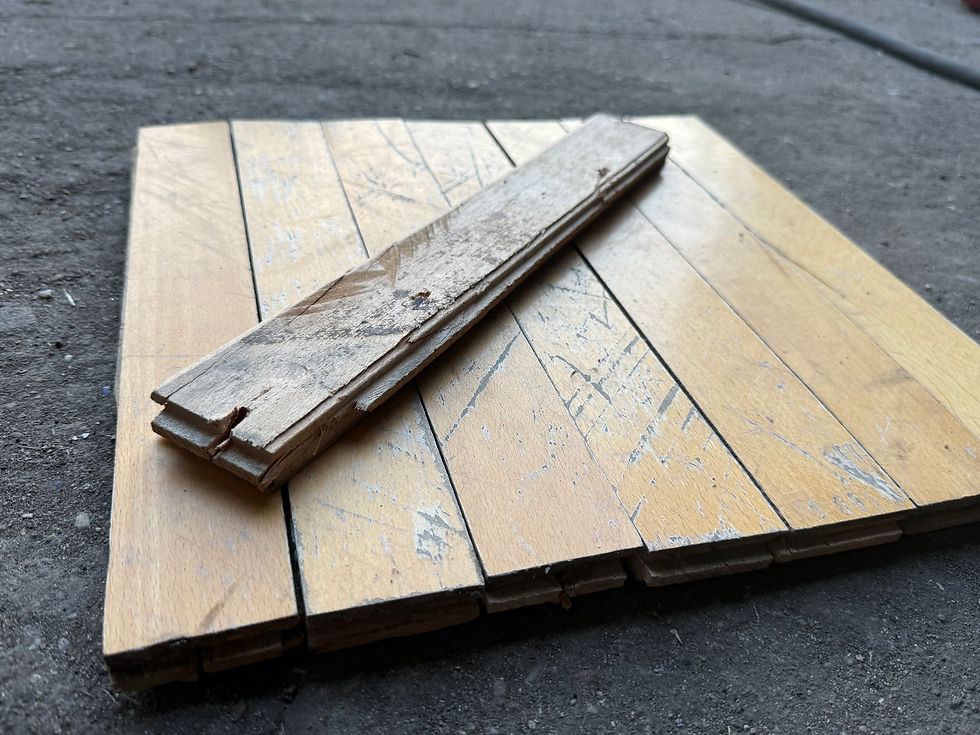Thumbnail: 🌿GB355G — Reclaimed Beech GYM Parquet Flooring (35×5 cm) @wood_job_uk