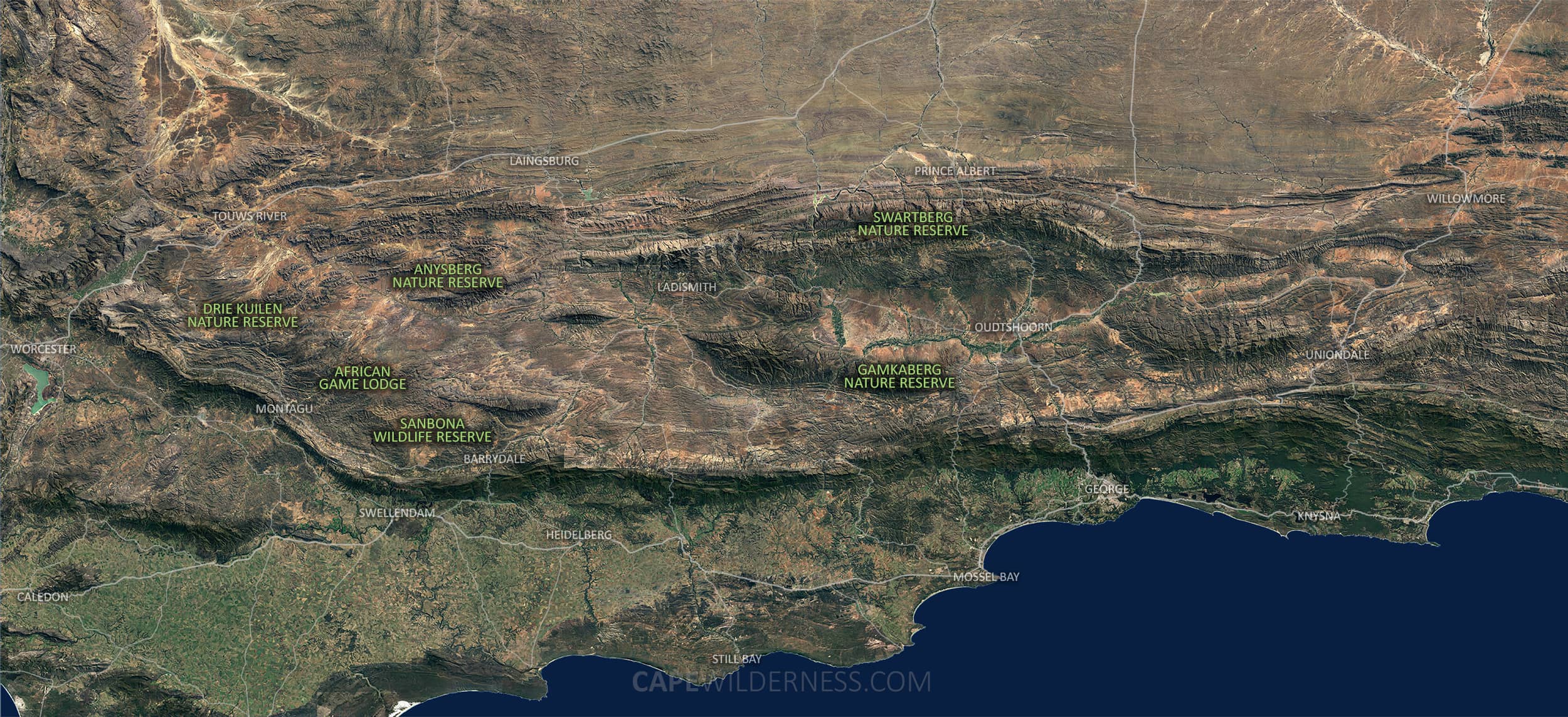 Little Karoo Map, South Africa, Cape Wilderness.