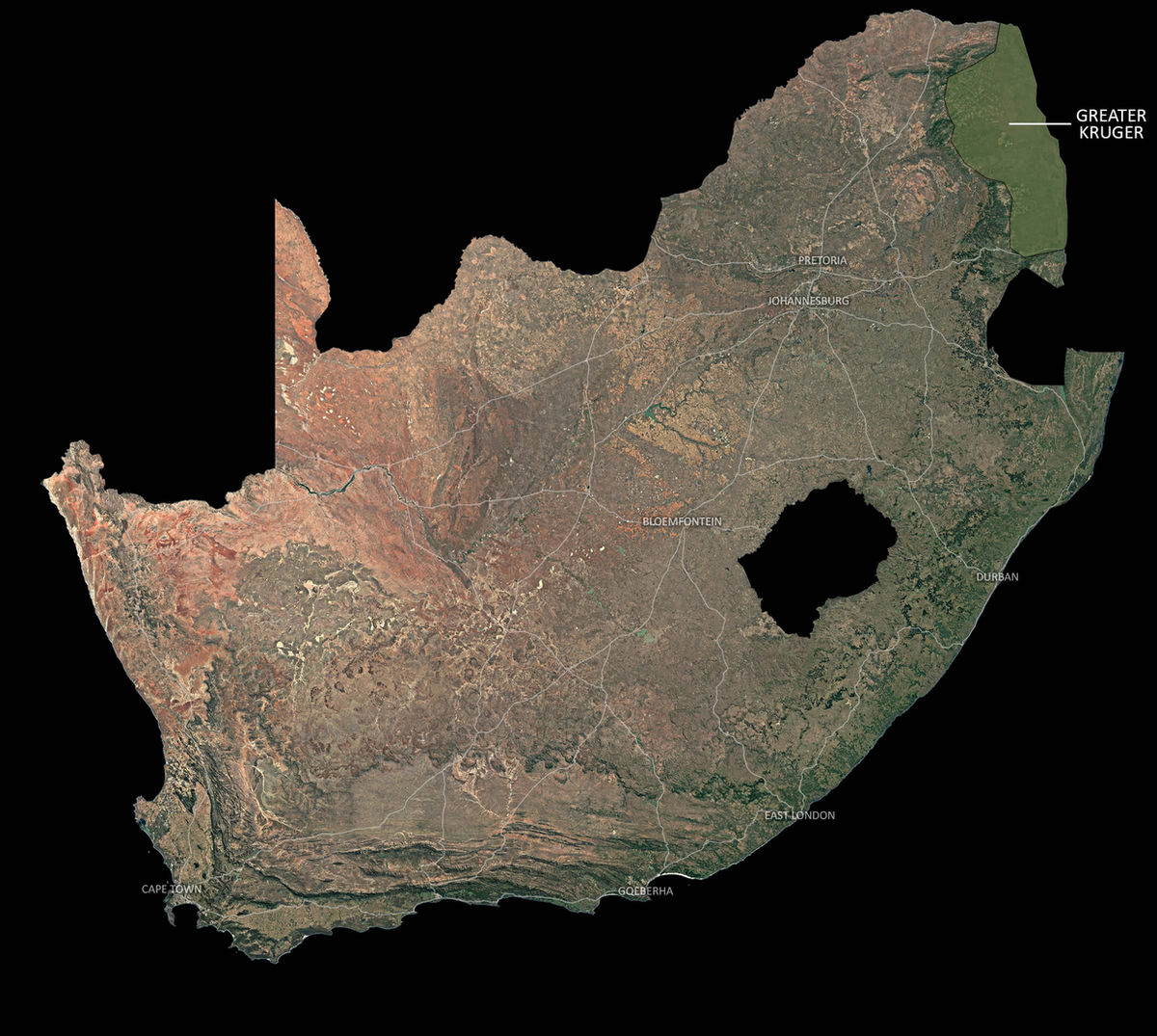 Greater Kruger Map, Greater Kruger Location, South Africa, Cape Wilderness.