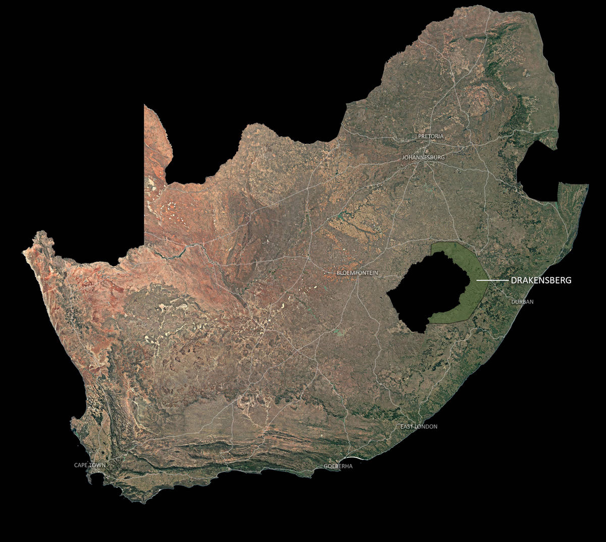 Drakensberg Map, Drakensberg Location, South Africa, Cape Wilderness.