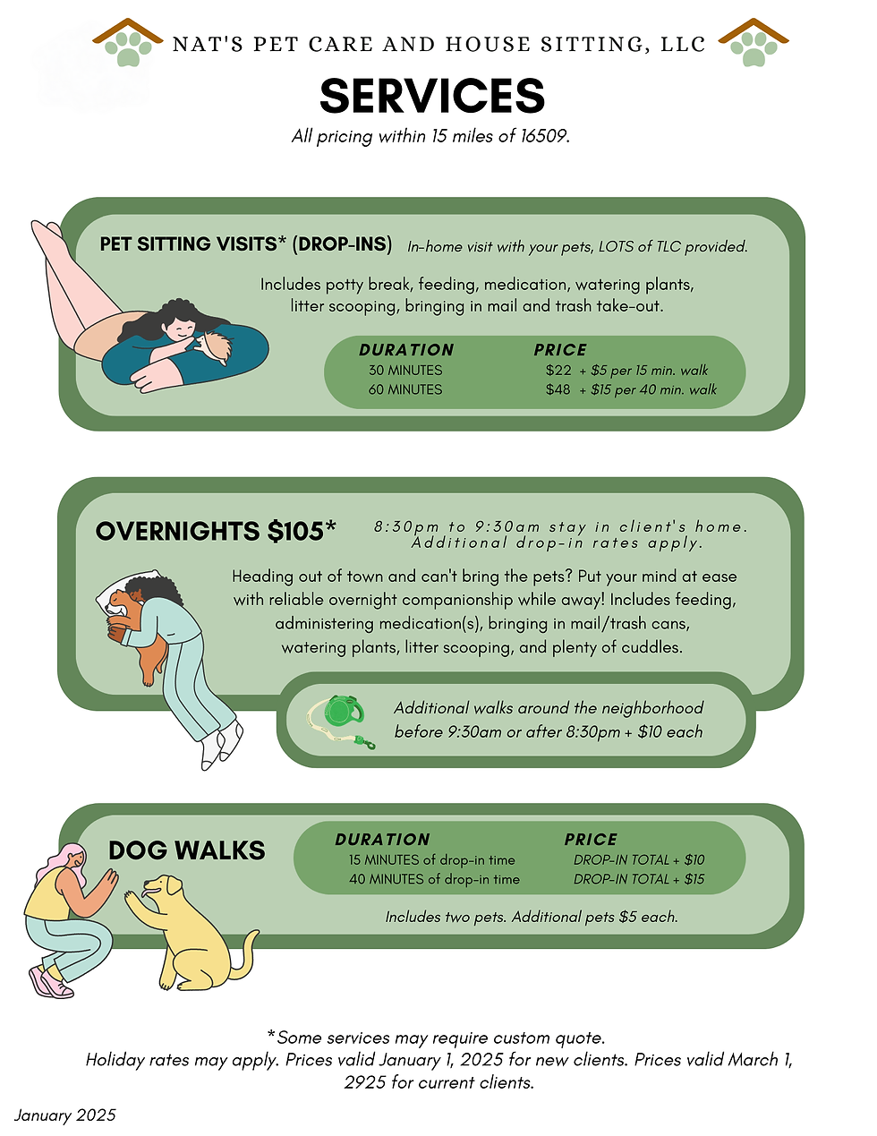 Service Price Updates for 2025!