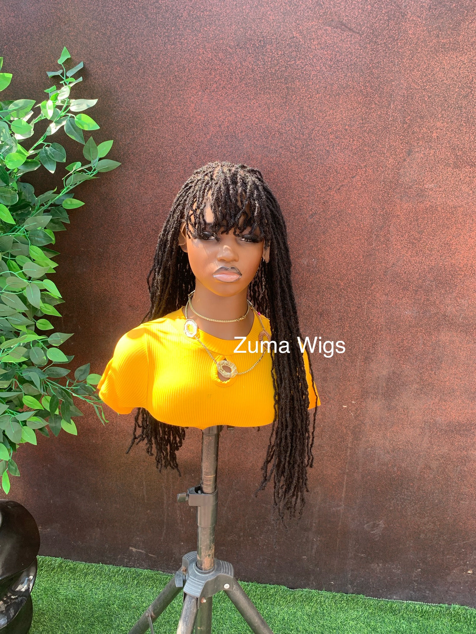 Lace front microloc unit with bangs, hair replacement unit for hair loss