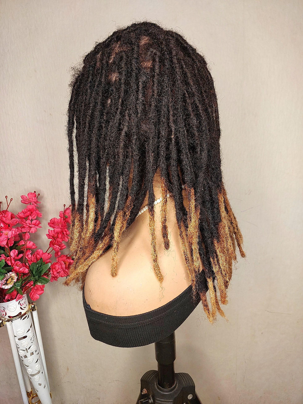 Thumbnail: Human hair dreadlock braid wigs for black women and men, full lace ombré black 