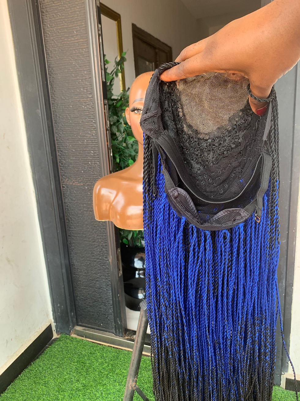Thumbnail: Ombre black and blue micro twist wig