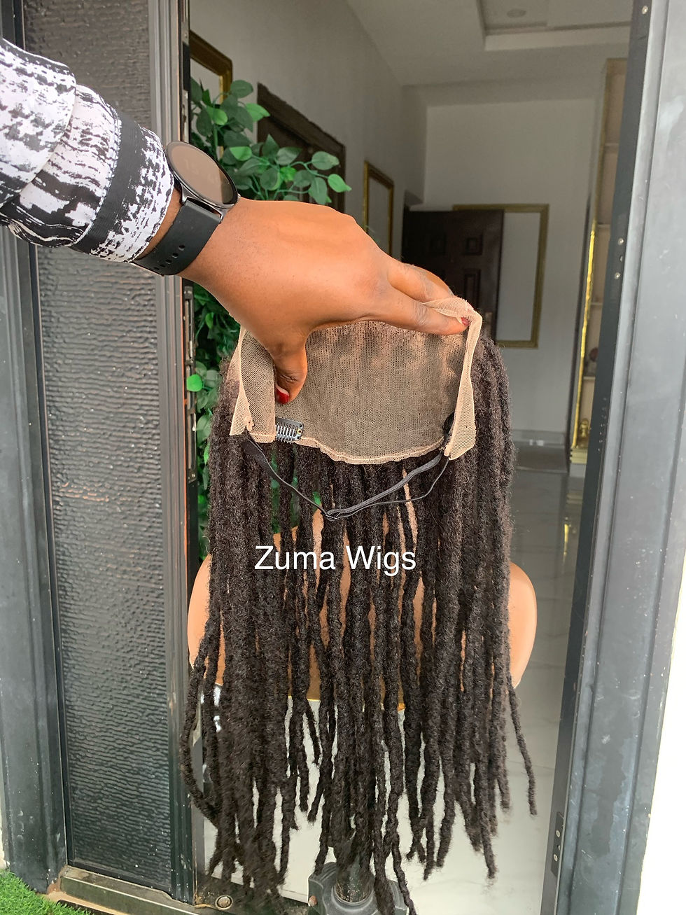 Thumbnail: 13x4 lace front loc replacement unit, black, 14 to 15” locs