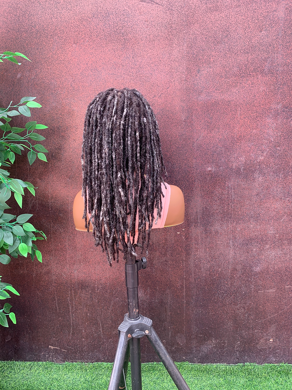 Thumbnail: Human hair salt and pepper loc wig 14”